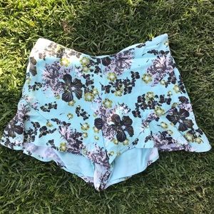 Blue floral flowy shorts